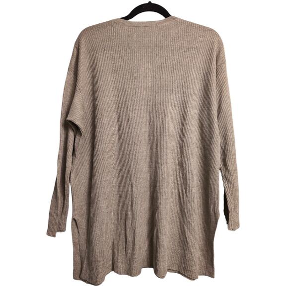 Eileen Fisher Round Neck Pullover Sweater Organic Linen Khaki Ribbed Size M New - Picture 5 of 11
